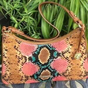 Brahmin Multicolored Python Handbag Leather Size- 11 3/4”W x 3 1/4”H NWT